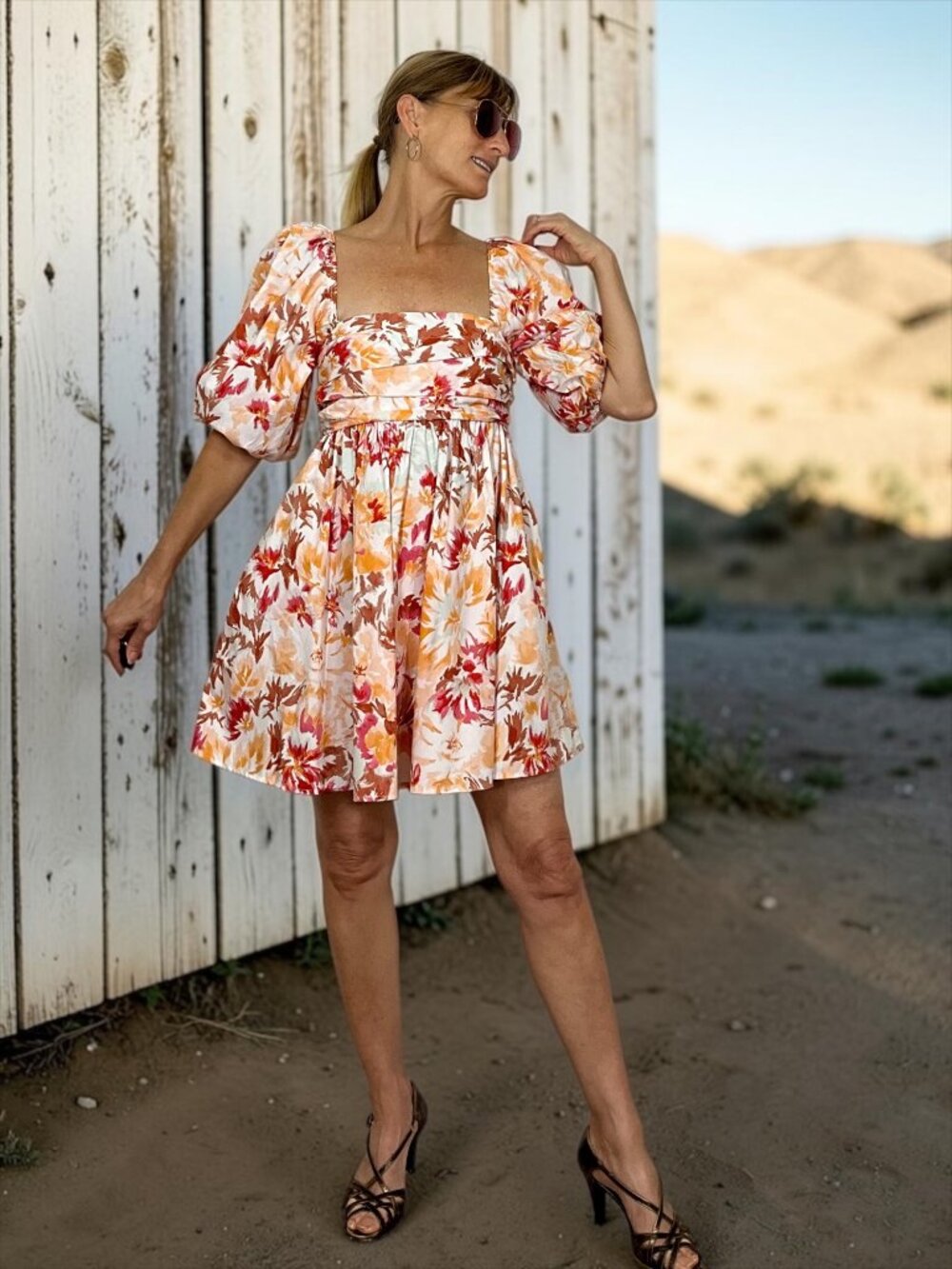 Abercrombie And Fitch Ruched Bodice Puff Sleeve Dress XS Floral Mini Pockets